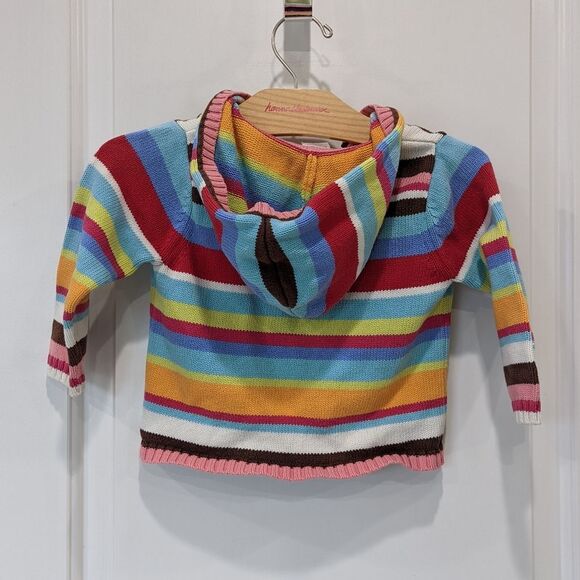 Gymboree Colorful Striped Cardigan Zipper Hooded Sweater Girls Size 2T - Picture 3 of 6